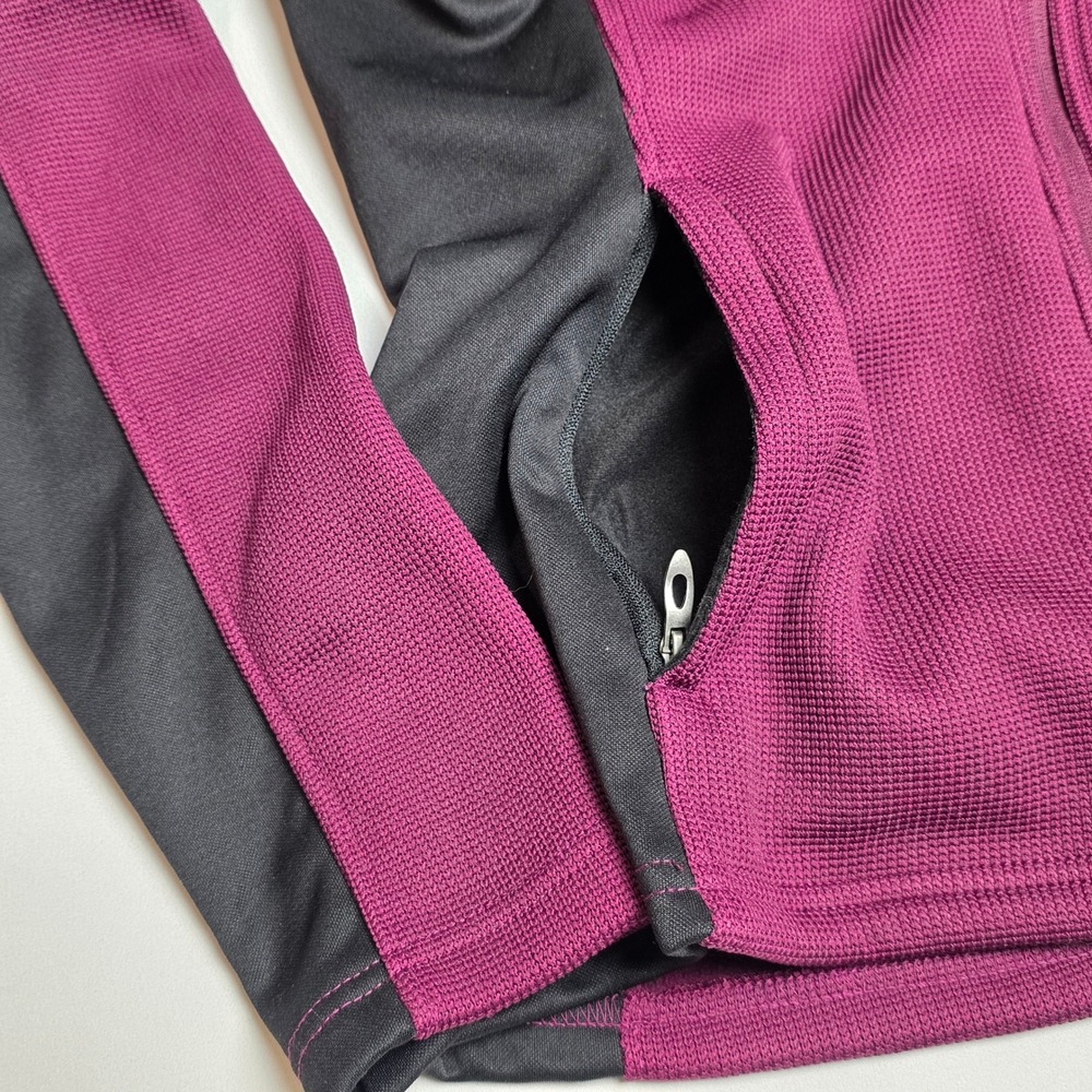 Spyder Full Zip Jacket Womens Lg Berry Black Waffle Knit Activewear Fleece Lined - Picture 4 of 7